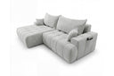 Designer Ecksofa Pino in Samt mit Schlaffunktion & Stauraum – Hellgrau – Links