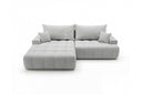Designer Ecksofa Pino in Samt mit Schlaffunktion & Stauraum – Hellgrau – Links