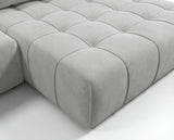 Designer Ecksofa Pino in Samt mit Schlaffunktion & Stauraum – Hellgrau – Rechts