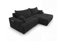 Designer Ecksofa Pino in Samt mit Schlaffunktion & Stauraum – Schwarz – Rechts