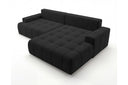 Designer Ecksofa Pino in Samt mit Schlaffunktion & Stauraum – Schwarz – Rechts