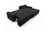 Designer Ecksofa Pino in Samt mit Schlaffunktion & Stauraum – Schwarz – Rechts
