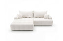 Designer Ecksofa Pino in Samt mit Schlaffunktion & Stauraum – Weiß – Links