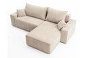 Designer Ecksofa Rino in Cord mit Schlaffunktion & Stauraum – Beige – Links