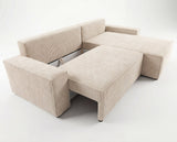 Designer Ecksofa Rino in Cord mit Schlaffunktion & Stauraum – Beige – Links
