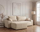 Designer Ecksofa Rino in Cord mit Schlaffunktion & Stauraum – Beige – Rechts