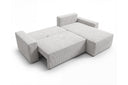 Designer Ecksofa Rino in Cord mit Schlaffunktion & Stauraum – Hellgrau – Links