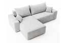 Designer Ecksofa Rino in Cord mit Schlaffunktion & Stauraum – Hellgrau – Rechts