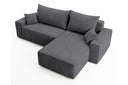 Designer Ecksofa Rino in Cord mit Schlaffunktion & Stauraum – Grau – Links