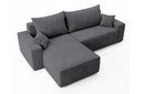 Designer Ecksofa Rino in Cord mit Schlaffunktion & Stauraum – Grau – Rechts