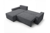 Designer Ecksofa Rino in Cord mit Schlaffunktion & Stauraum – Grau – Rechts