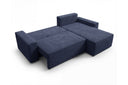Designer Ecksofa Rino in Cord mit Schlaffunktion & Stauraum – Blau – Links