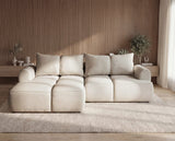 Designer Ecksofa Corso in Samt mit Schlaffunktion & Stauraum – Beige – Links