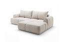 Designer Ecksofa Corso in Samt mit Schlaffunktion & Stauraum – Beige – Rechts
