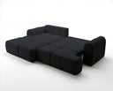 Designer Ecksofa Corso in Samt mit Schlaffunktion & Stauraum – Schwarz – Links