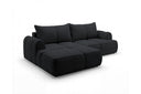 Designer Ecksofa Corso in Samt mit Schlaffunktion & Stauraum – Schwarz – Links