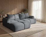 Designer Ecksofa Corso in Samt mit Schlaffunktion & Stauraum – Grau – Links