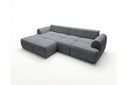 Designer Ecksofa Corso in Samt mit Schlaffunktion & Stauraum – Grau – Links