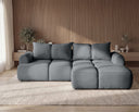 Designer Ecksofa Corso in Samt mit Schlaffunktion & Stauraum – Grau – Rechts