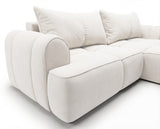 Designer Ecksofa Corso in Samt mit Schlaffunktion & Stauraum – Weiß – Rechts