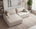 Designer Ecksofa Frido in Samt mit Schlaffunktion & Stauraum – Beige – Links