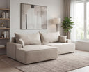 Designer Ecksofa Frido in Samt mit Schlaffunktion & Stauraum – Beige – Links
