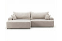 Designer Ecksofa Frido in Samt mit Schlaffunktion & Stauraum – Beige – Links