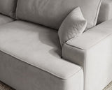 Designer Ecksofa Frido in Samt mit Schlaffunktion & Stauraum – Hellgrau – Links
