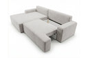 Designer Ecksofa Frido in Samt mit Schlaffunktion & Stauraum – Hellgrau – Links