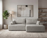 Designer Ecksofa Frido in Samt mit Schlaffunktion & Stauraum – Hellgrau – Rechts