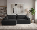 Designer Ecksofa Frido in Samt mit Schlaffunktion & Stauraum – Schwarz – Links