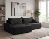 Designer Ecksofa Frido in Samt mit Schlaffunktion & Stauraum – Schwarz – Links