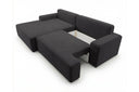 Designer Ecksofa Frido in Samt mit Schlaffunktion & Stauraum – Schwarz – Links