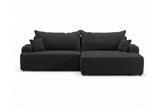 Designer Ecksofa Frido in Samt mit Schlaffunktion & Stauraum – Schwarz – Rechts