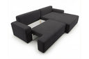 Designer Ecksofa Frido in Samt mit Schlaffunktion & Stauraum – Schwarz – Rechts