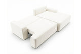 Designer Ecksofa Frido in Samt mit Schlaffunktion & Stauraum – Weiß – Rechts