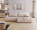 Designer Ecksofa Nemo in Stoff mit Schlaffunktion & Stauraum – Beige – Rechts