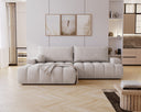 Designer Ecksofa Nemo in Stoff mit Schlaffunktion & Stauraum – Hellgrau – Links