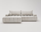 Designer Ecksofa Nemo in Stoff mit Schlaffunktion & Stauraum – Hellgrau – Links