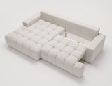 Designer Ecksofa Nemo in Stoff mit Schlaffunktion & Stauraum – Hellgrau – Links