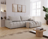 Designer Ecksofa Nemo in Stoff mit Schlaffunktion & Stauraum – Hellgrau – Rechts