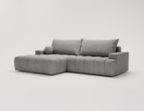 Designer Ecksofa Nemo in Stoff mit Schlaffunktion & Stauraum – Grau – Links