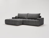 Designer Ecksofa Nemo in Stoff mit Schlaffunktion & Stauraum – Anthrazit – Links