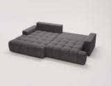 Designer Ecksofa Nemo in Stoff mit Schlaffunktion & Stauraum – Anthrazit – Links