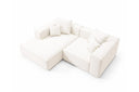 Designer Ecksofa Reno in Bouclé – Weiß – Links