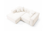Designer Ecksofa Reno in Bouclé – Weiß – Links