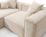 Designer Ecksofa Reno in Samt – Beige – Links