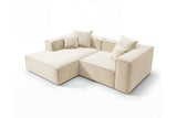Designer Ecksofa Reno in Samt – Beige – Links