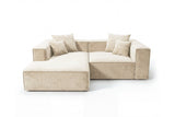 Designer Ecksofa Reno in Samt – Beige – Links
