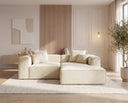 Designer Ecksofa Reno in Samt – Beige – Rechts